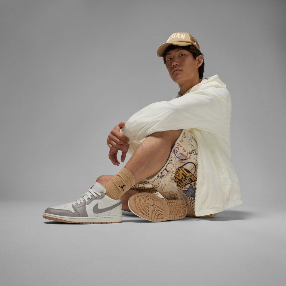 Air Jordan 1 Low 'Sail College Grey' Erkek Basketbol Ayakkabısı