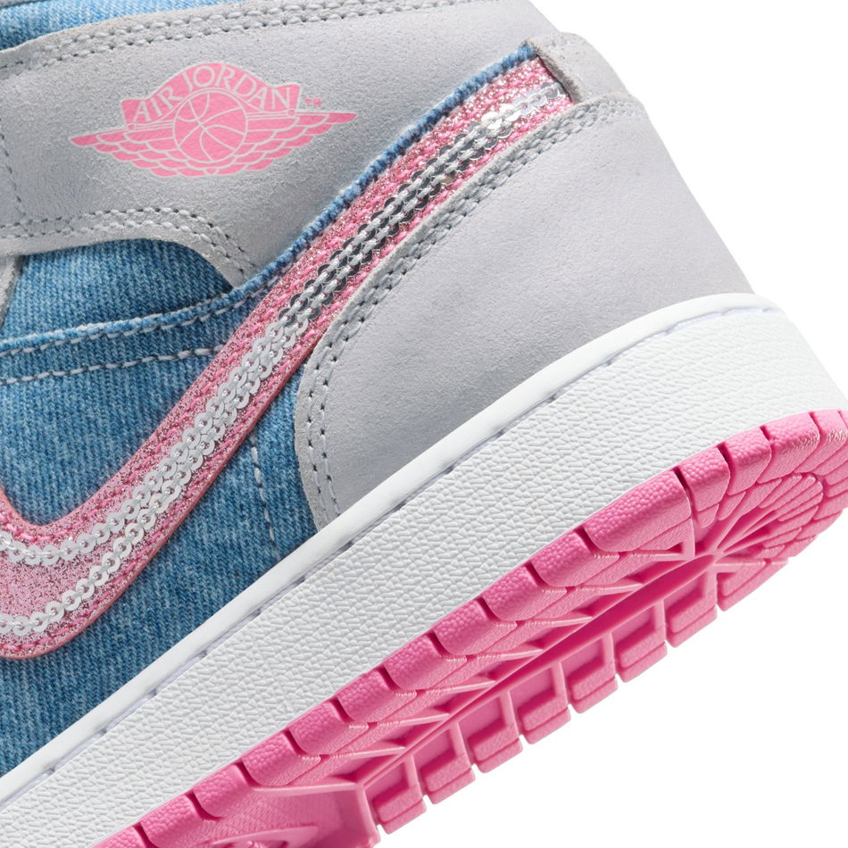 Air Jordan 1 Mid SE 'Denim Sequin' Gs Basketbol Ayakkabısı