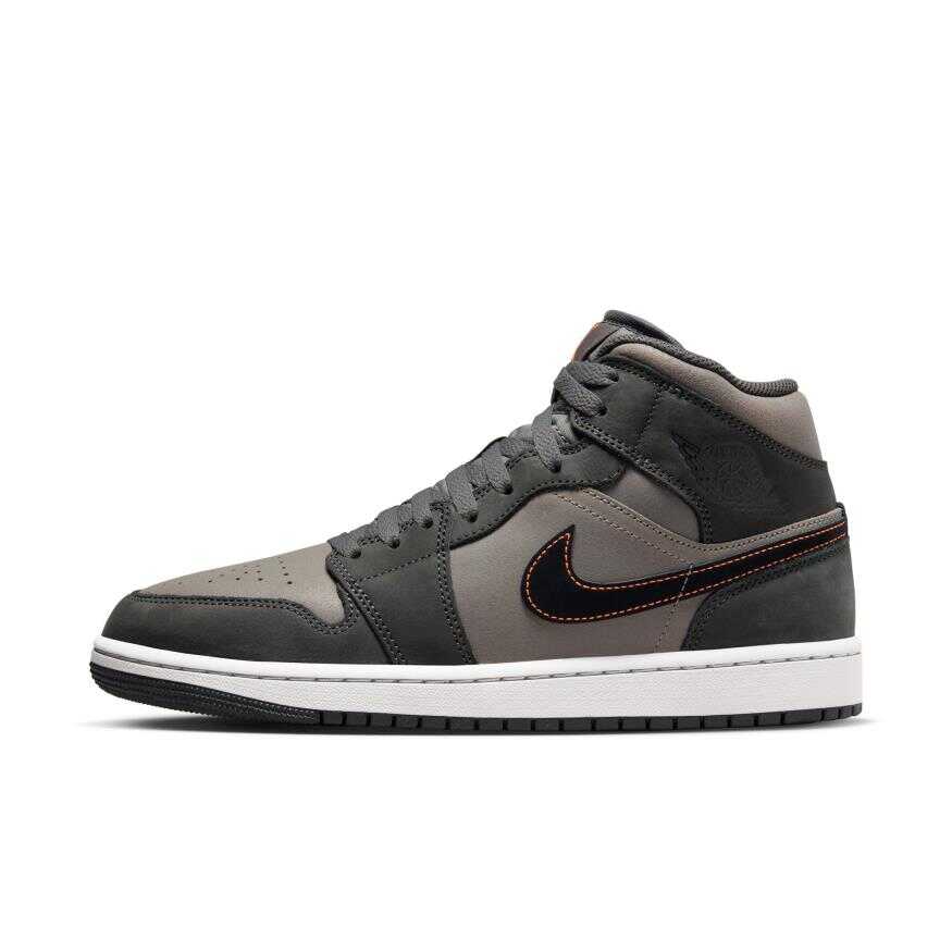 Air jordan 1 mid black gray best sale