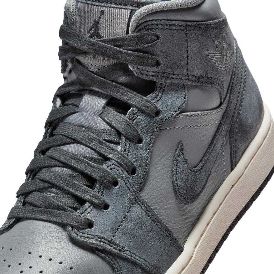 Air jordan 1 mid black grey best sale