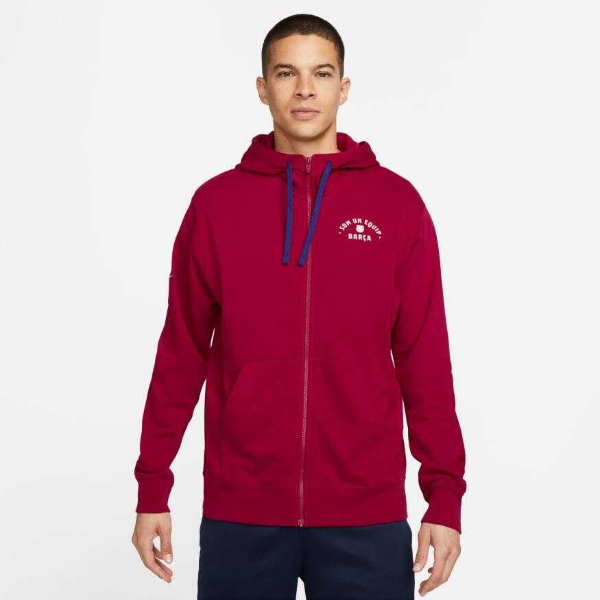 FC Barcelona Club Hoodie Full-Zip French Terry Erkek Sweatshirt