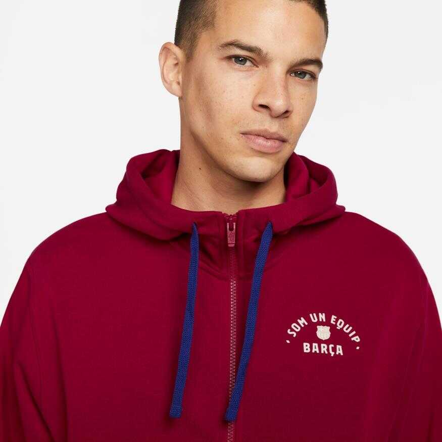 FC Barcelona Club Hoodie Full-Zip French Terry Erkek Sweatshirt