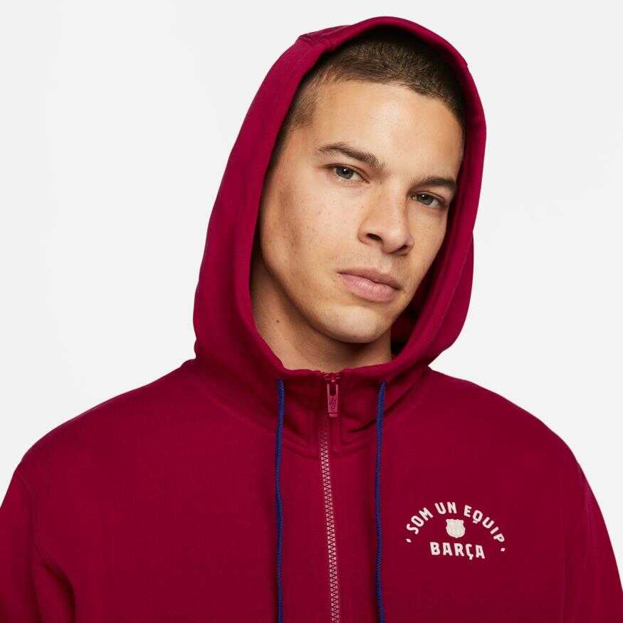 FC Barcelona Club Hoodie Full-Zip French Terry Erkek Sweatshirt