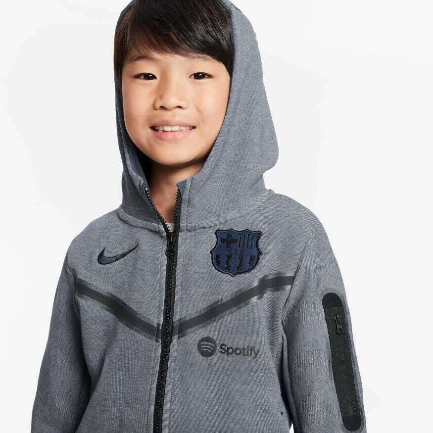 FC Barcelona Tech Fleece Full-Zip Çocuk Sweatshirt