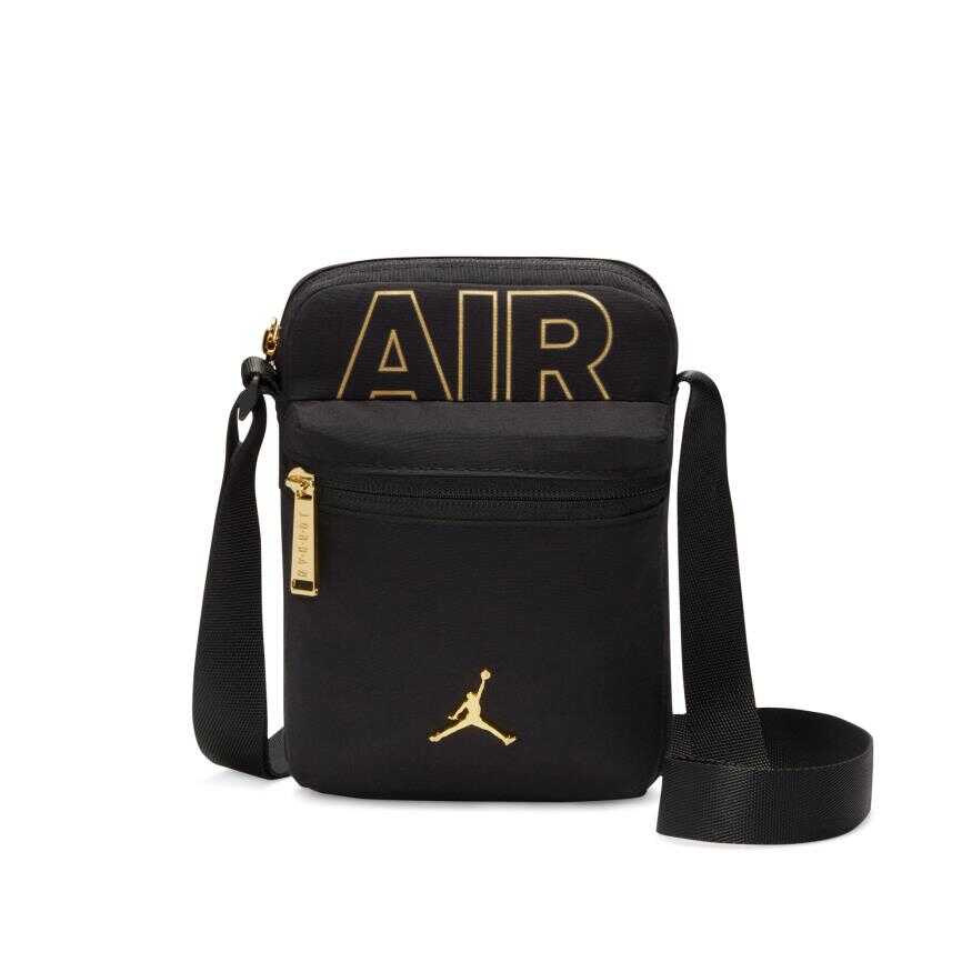 Nike Jordan Black Gold Crossbody Bag Canta FB9383 010