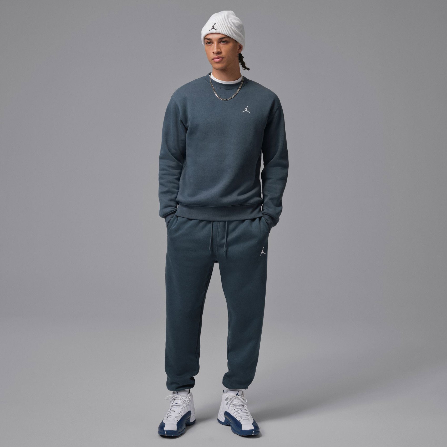 Nike Jordan Brooklyn Fleece Crew Erkek Mavi Sweatshirt FV7293-464