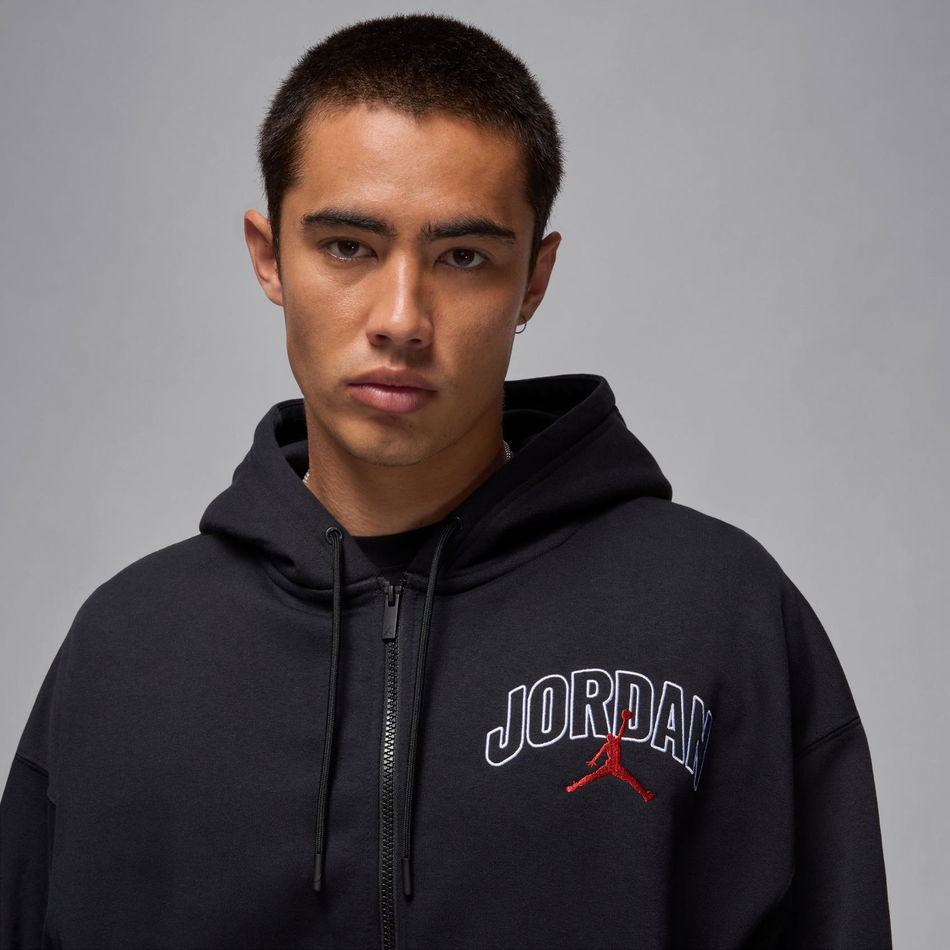 Jordan Brooklyn Fleece Os GFX Fz Hoodie Erkek Siyah Sweatshirt