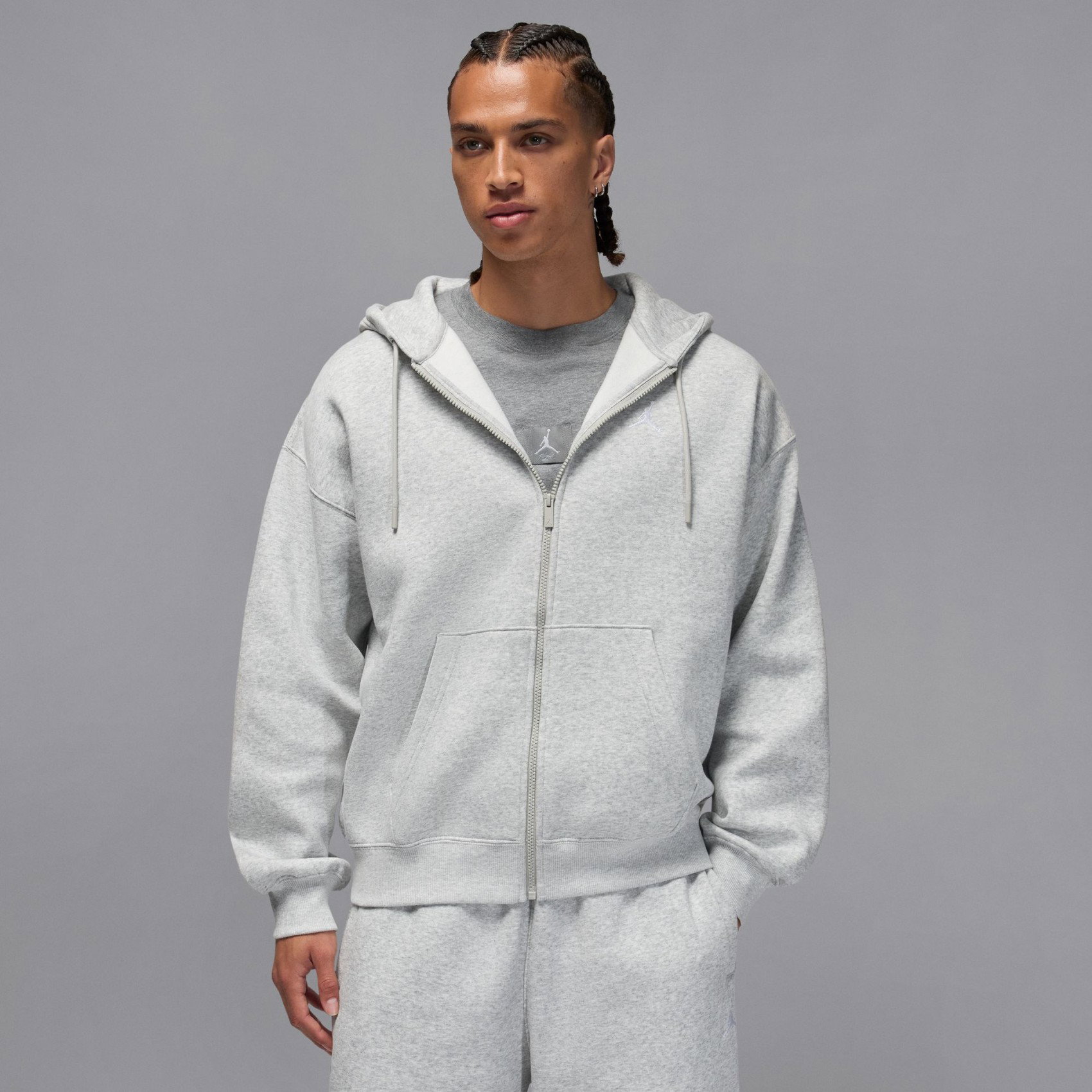 Nike Jordan Brooklyn Oversize FZ Hoodie Erkek Gri Sweatshirt