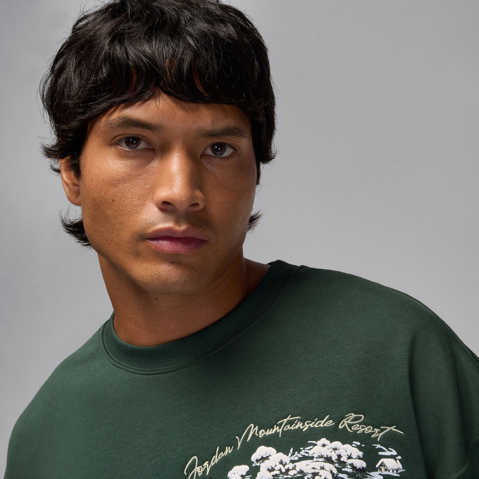 Jordan Brooklyn Snowscape Crew Erkek Yeşil Sweatshirt
