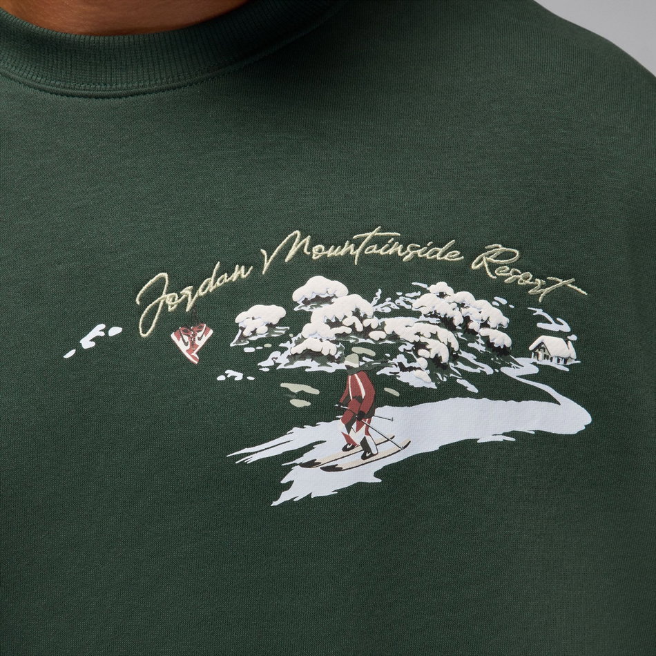 Jordan Brooklyn Snowscape Crew Erkek Yeşil Sweatshirt