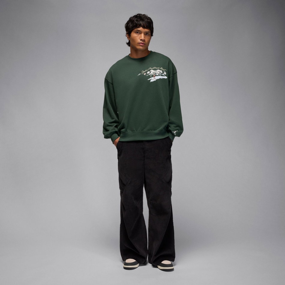 Jordan Brooklyn Snowscape Crew Erkek Yeşil Sweatshirt