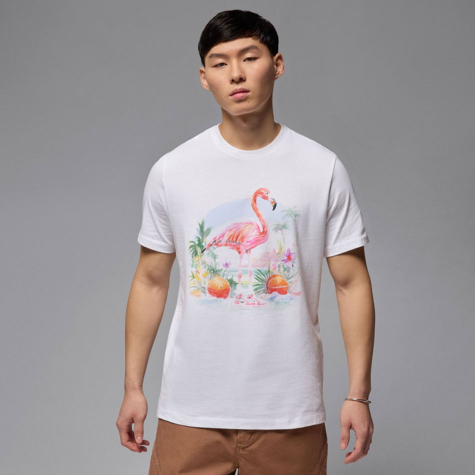 Jordan Flight Essential Flamingo SS Crew Erkek Beyaz Tişört