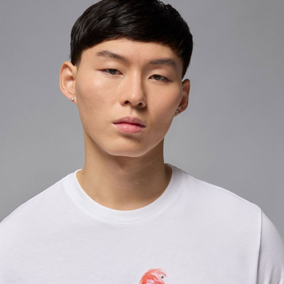 Jordan Flight Essential Flamingo SS Crew Erkek Beyaz Tişört