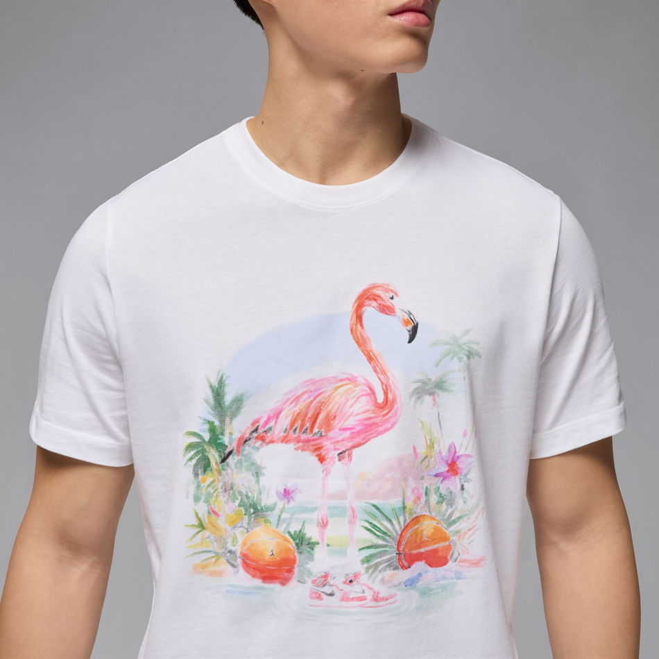 Jordan Flight Essential Flamingo SS Crew Erkek Beyaz Tişört