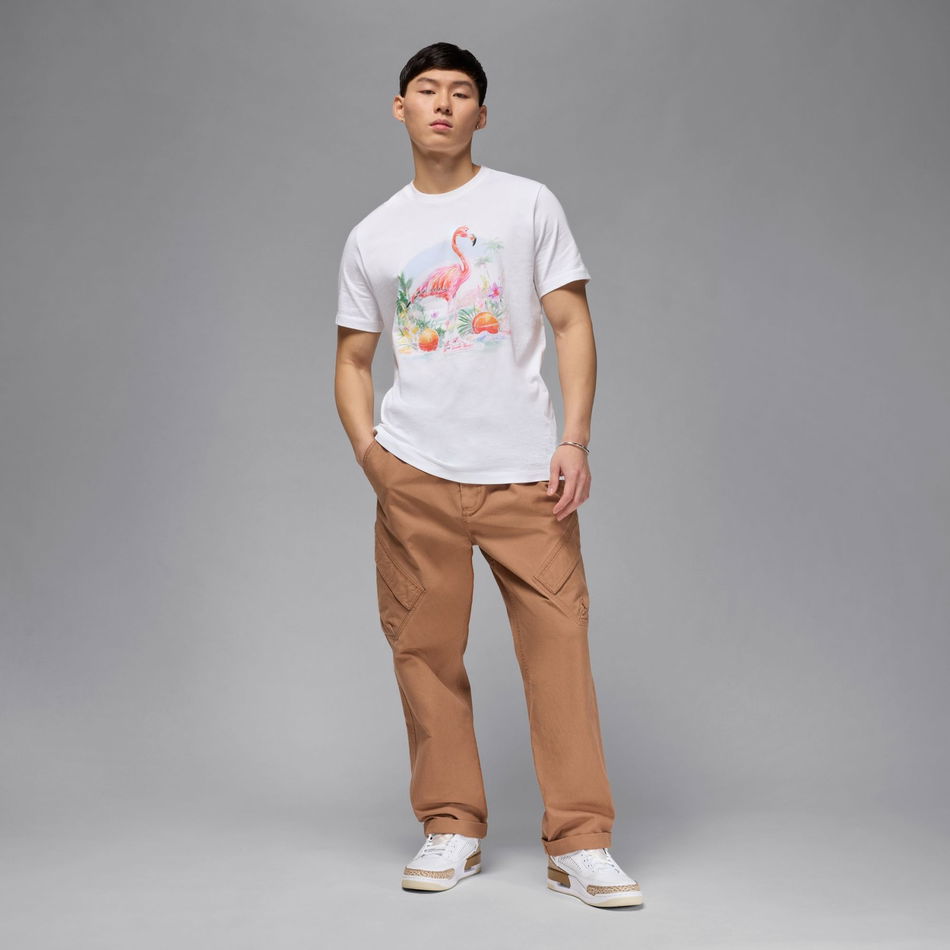 Jordan Flight Essential Flamingo SS Crew Erkek Beyaz Tişört
