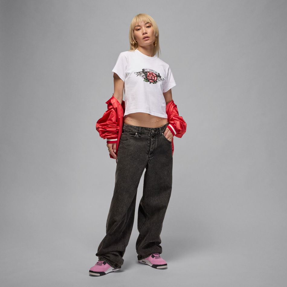 Jordan Flight SS GFX Tee Kadın Beyaz Tişört