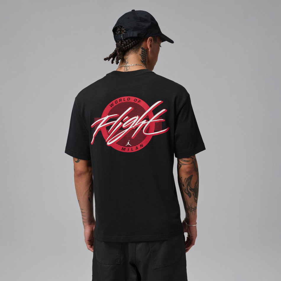 Jordan Milano World of Flight Ss Crew Erkek Siyah Tişört