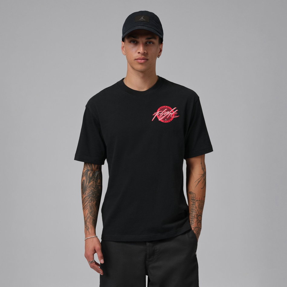 Jordan Milano World of Flight Ss Crew Erkek Siyah Tişört