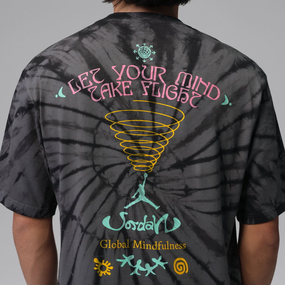 Jordan Tie Dye Fest Ss Crew Erkek Gri Tişört