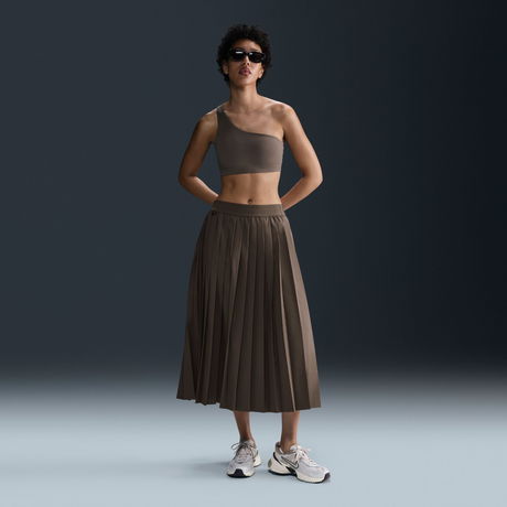 NIKE - 24.7 PerfectStretch Dri-FIT Pileli Kahverengi Kadın Etek