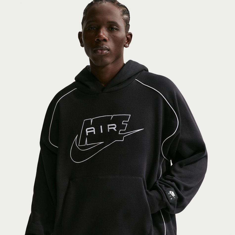 Air Fleece Pullover Hoodie Erkek Siyah Sweatshirt