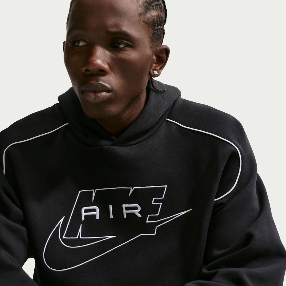 Air Fleece Pullover Hoodie Erkek Siyah Sweatshirt
