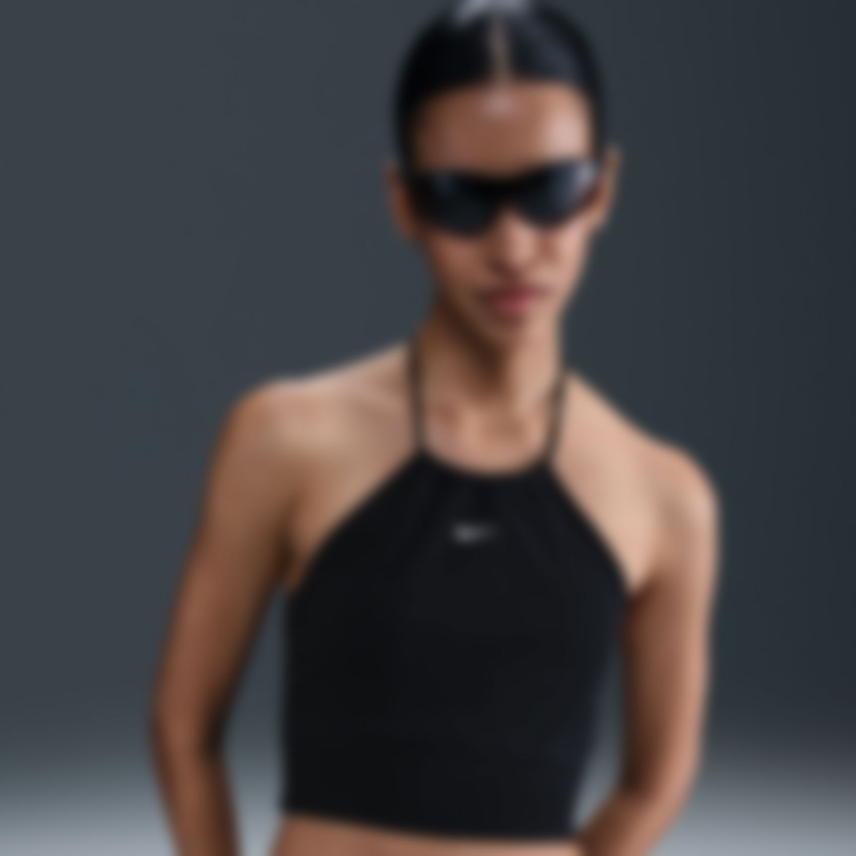 NIKE - Chill French Terry Crop Halter Top Kadın Siyah Atlet
