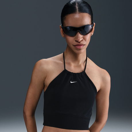 NIKE - Chill French Terry Crop Halter Top Kadın Siyah Atlet