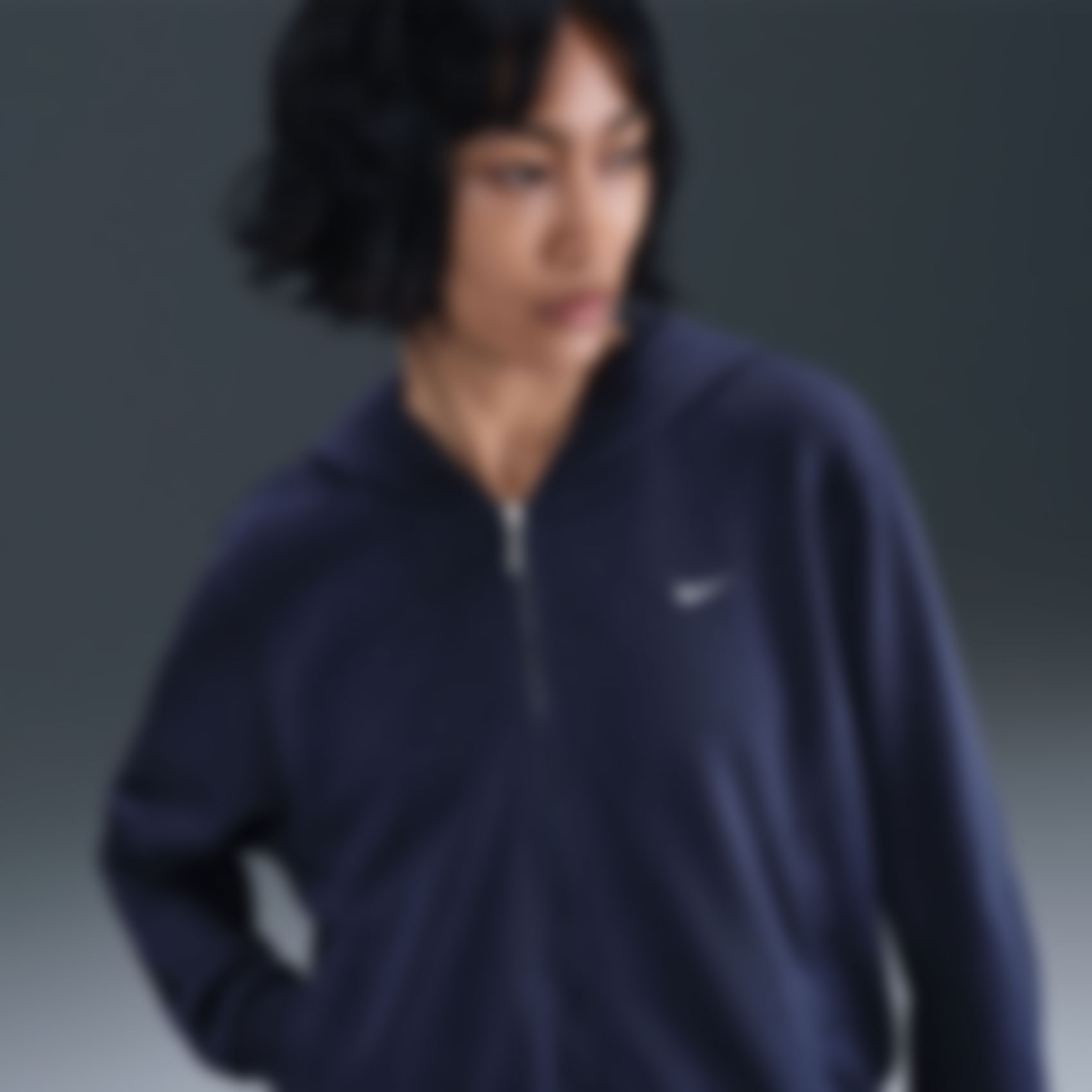 NIKE - Chill FT FZ Hooded Kadın Mavi Sweatshirt