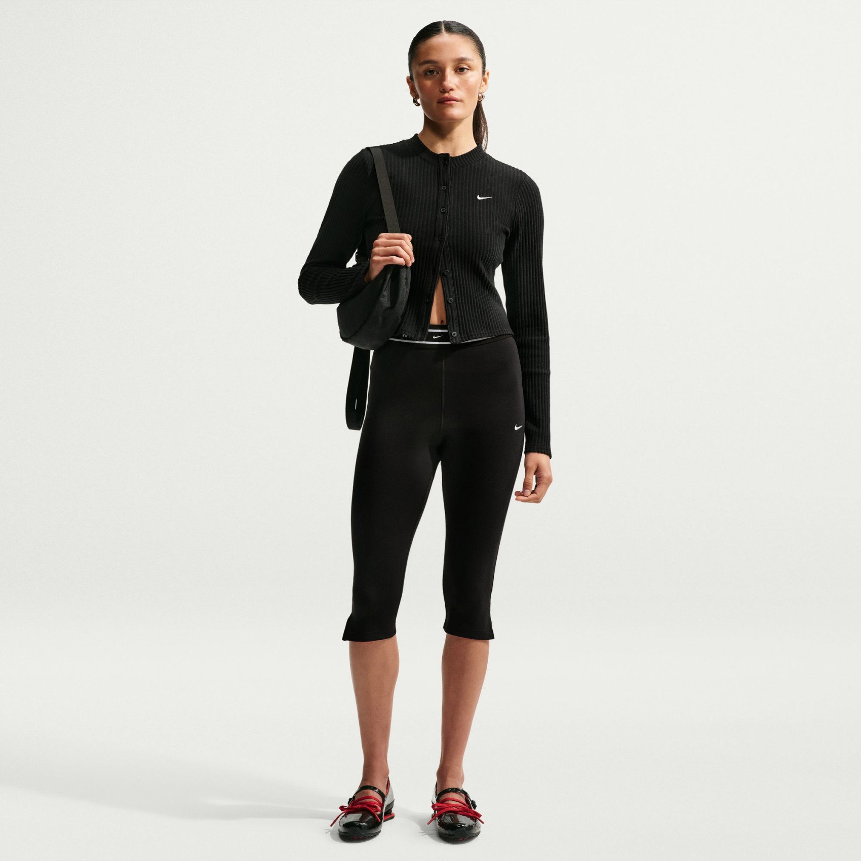 NIKE - Chill Jersey Capri Tight Kadın Siyah Tayt