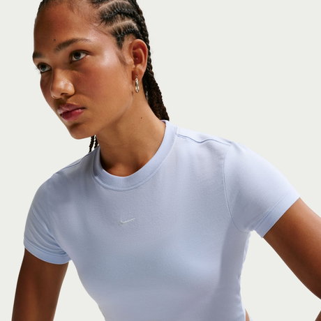NIKE - Chill Knit Crop Kadın Mavi Tişört
