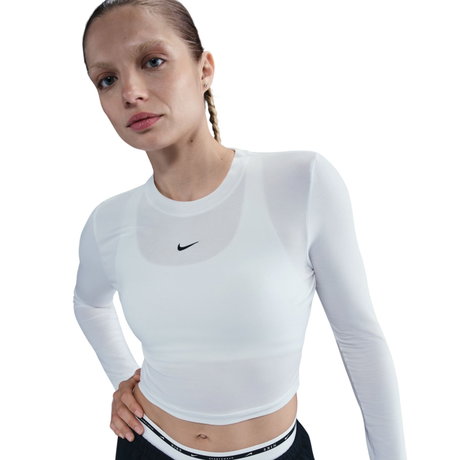 NIKE - Chill Knit LS Crop Kadın Beyaz Tişört