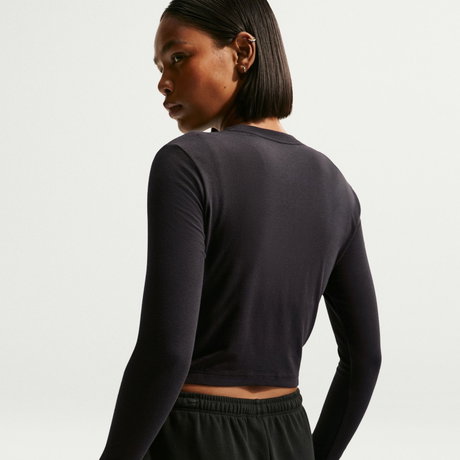NIKE - Chill Knit LS Crop Kadın Siyah Sweatshirt (1)