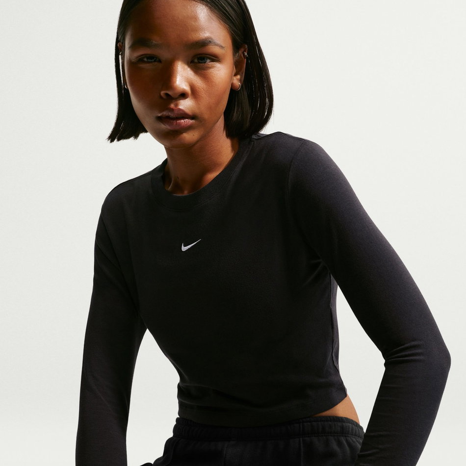 Chill Knit LS Crop Kadın Siyah Sweatshirt