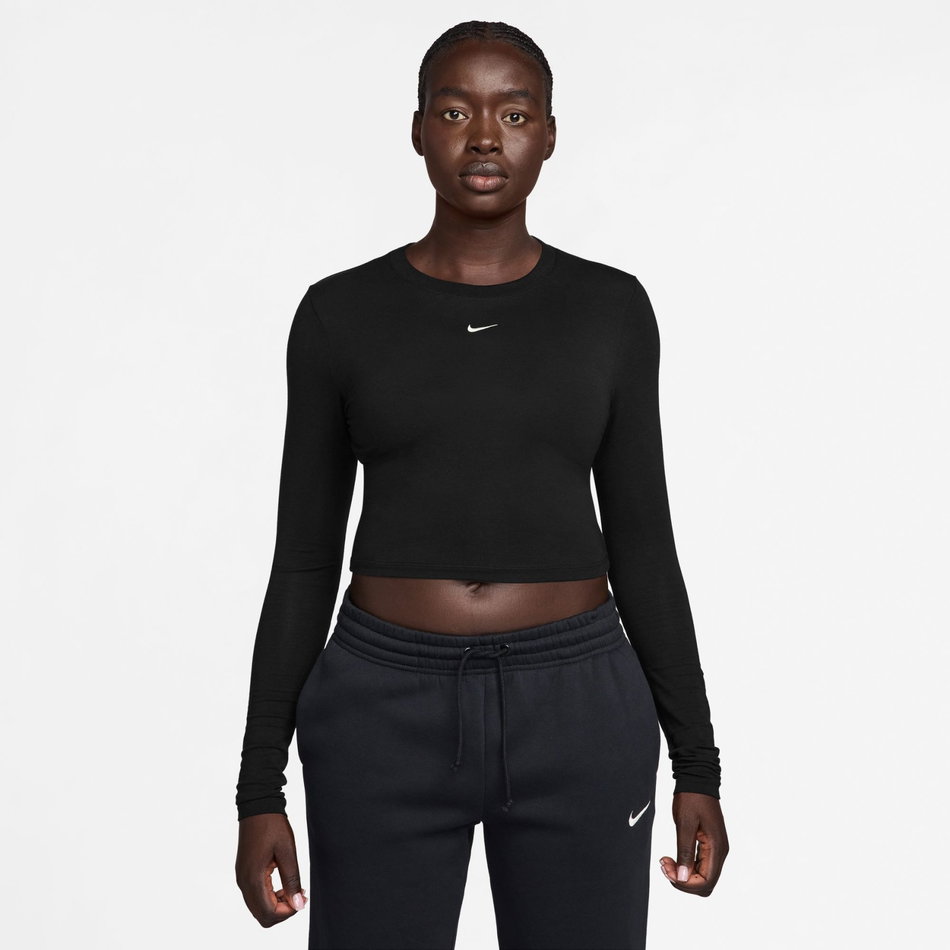 Chill Knit LS Crop Kadın Siyah Tişört