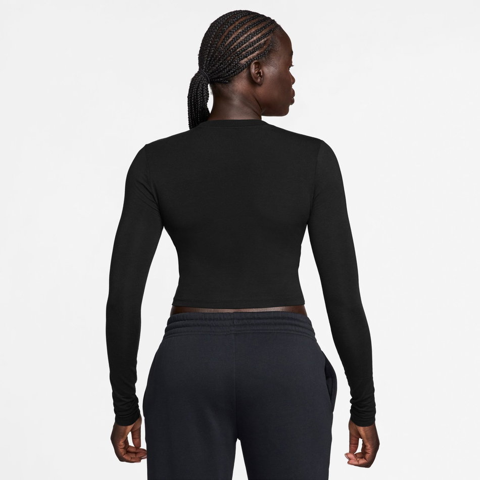 Chill Knit LS Crop Kadın Siyah Tişört