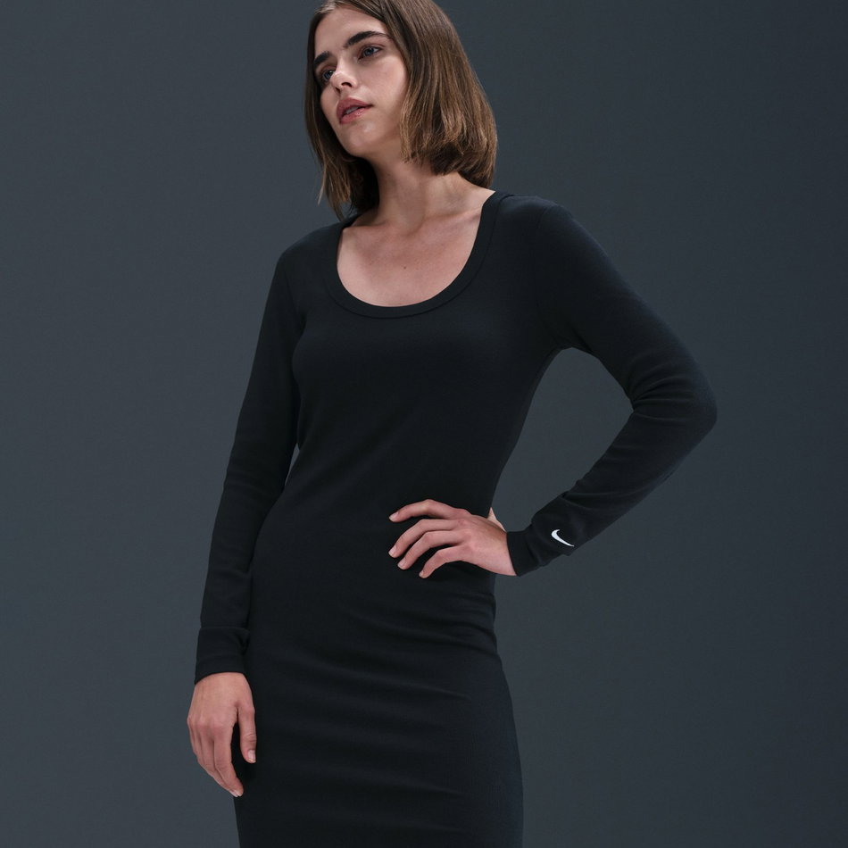 Chill Knit Ls Midi Dress Kadın Siyah Elbise