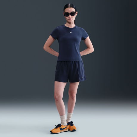 NIKE - Chill Knit MD Crop Kadın Mavi Tişört