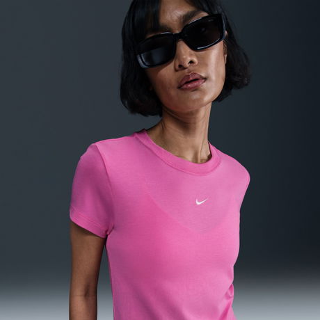 NIKE - Chill Knit MD Crop Kadın Pembe Tişört