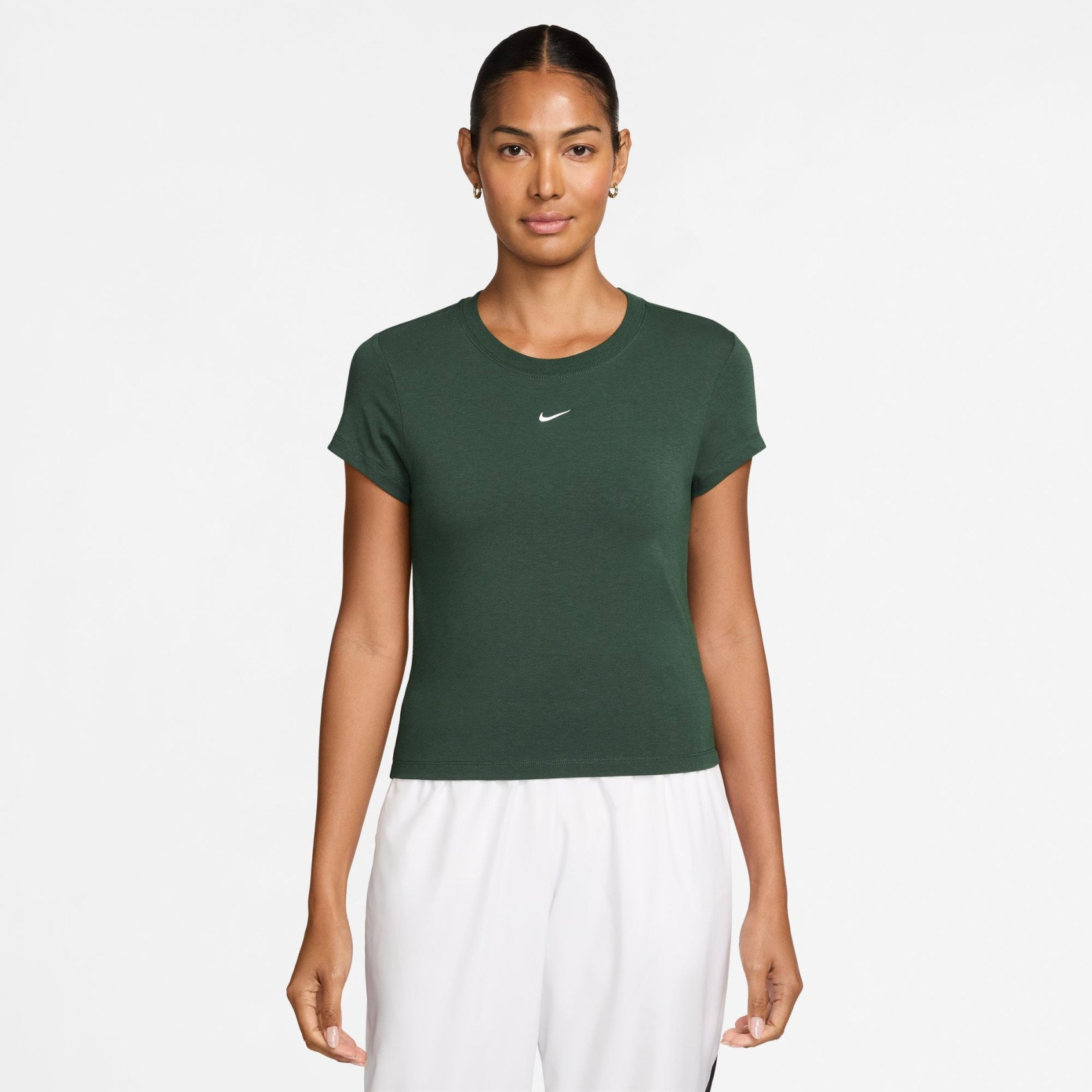 Nike Chill Knit Md Crop Kadın Yeşil Tişört FV5508-327