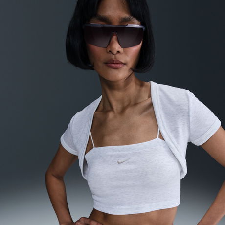 NIKE - Chill Knit Mini-Rib 2in1 Crop Kadın Gri Tişört
