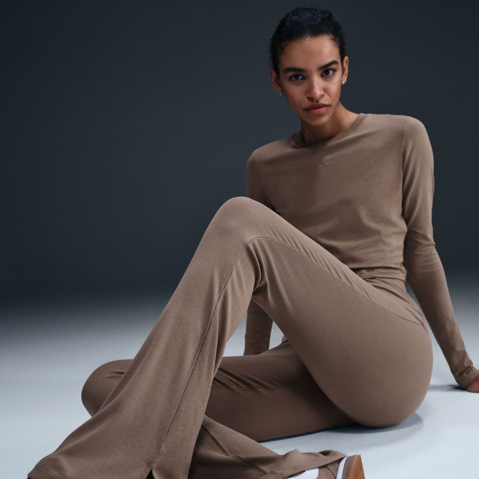 Chill Knit Mini-Rib Fitilli Kadın Kahverengi Eşofman Altı