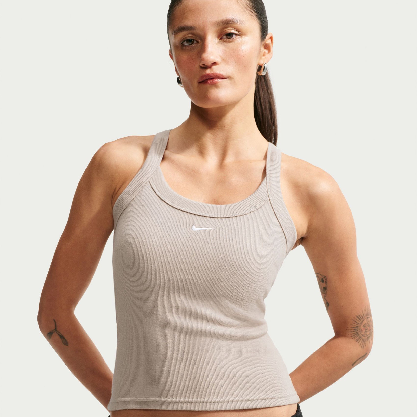 NIKE - Chill Knit Mini Ribbed Tank Kadın Kahverengi Atlet