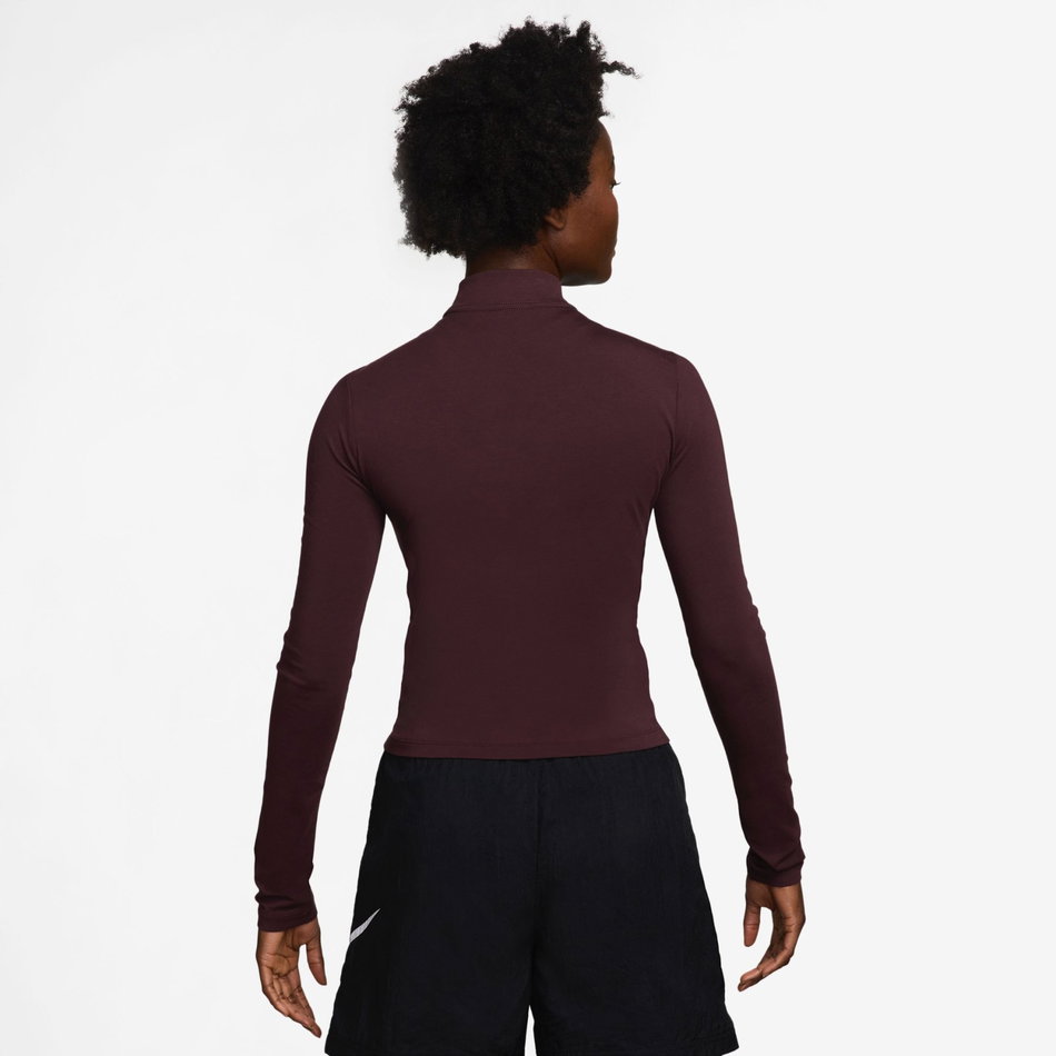 Chill Knit Mock Kadın Bordo Uzun Kollu Tişört