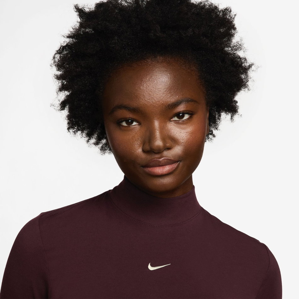 Chill Knit Mock Kadın Bordo Uzun Kollu Tişört