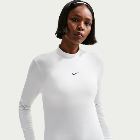 NIKE - Chill Knit Mock Tee Kadın Beyaz Uzun Kollu Tişört