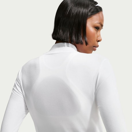 NIKE - Chill Knit Mock Tee Kadın Beyaz Uzun Kollu Tişört (1)
