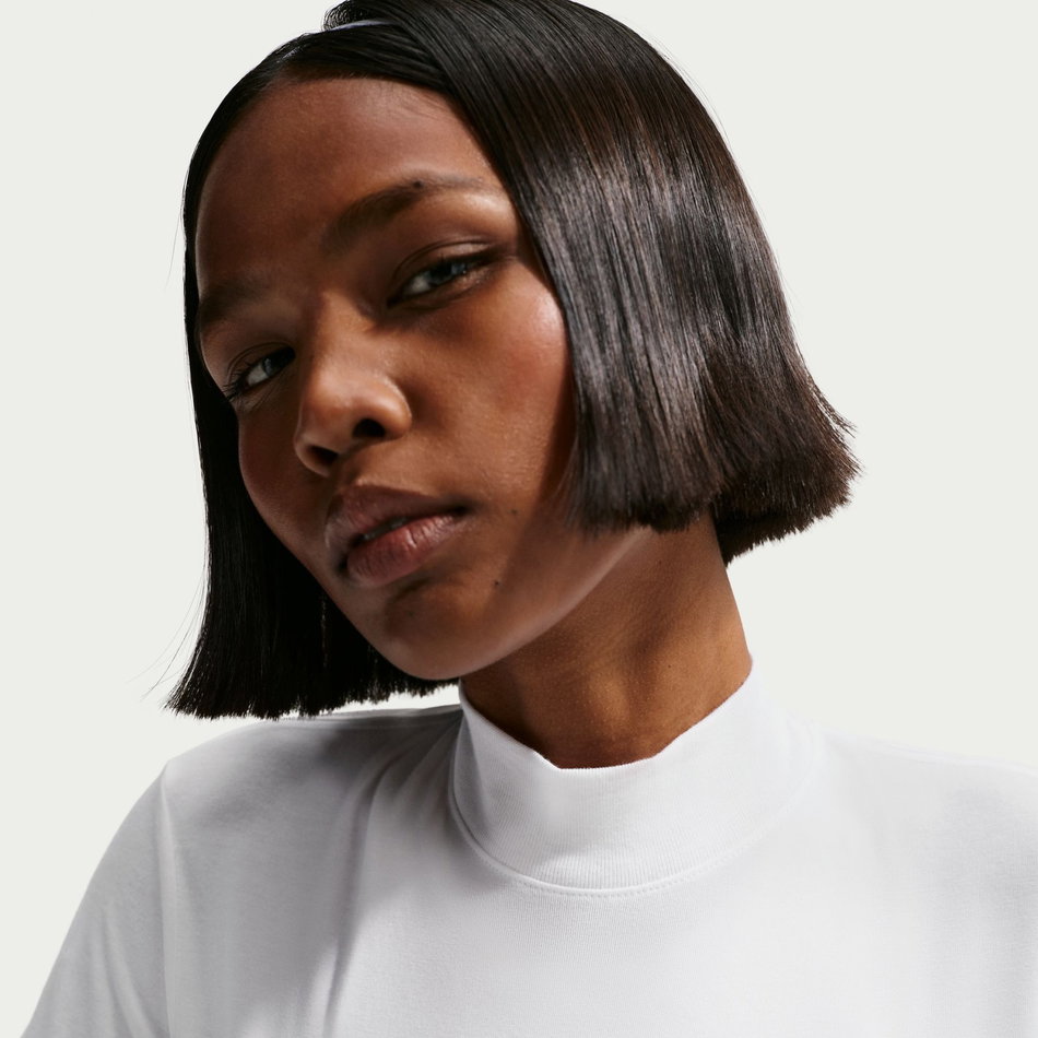 Chill Knit Mock Tee Kadın Beyaz Uzun Kollu Tişört