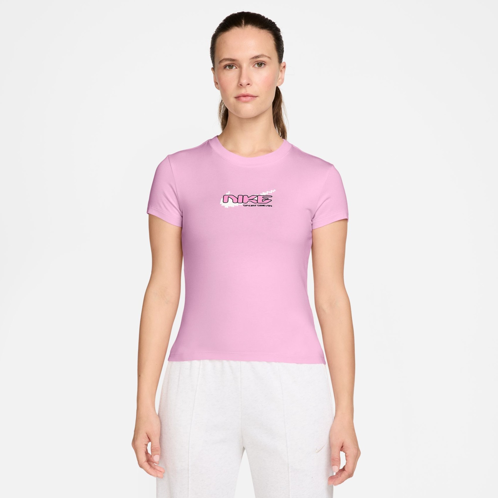 NIKE - Chill Knit Mod-Cropped Tee Kadın Pembe Tişört