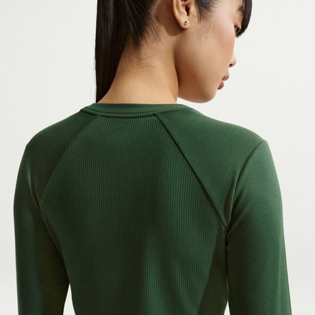 NIKE - Chill Knit Rib Ls Top Kadın Yeşil Sweatshirt (1)